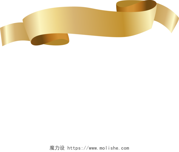 金色飘扬丝带元素装饰标题栏素材